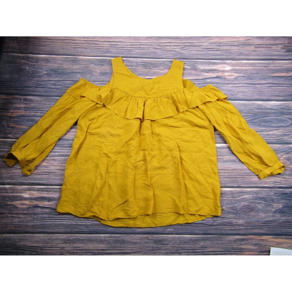 Maeve Anthropologie Womens Size 10 Yellow Gold Cold Shoulder Blouse Preowned